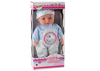 Babypuppe, blauer Pyjama mit Teddybär, Mütze, Geräuschen