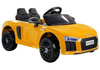 Kinderfahrzeug Audi R8 Gelb 2x35W weiche EVA-Reifen 4 Stoßdämpfer Ledersitz Auto