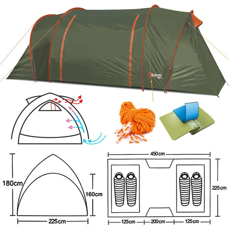 Namiot turystyczny Abarqs GOBI-4B Zielony - 4 osobowy 