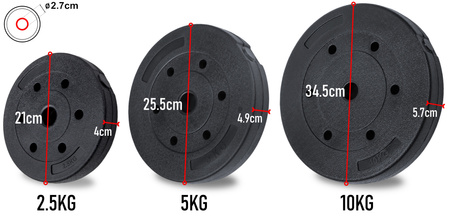 Zestaw obciążeń kompozytowych bitumiczne 35 kg 2x10 2x5 2x2,5 AbarQs