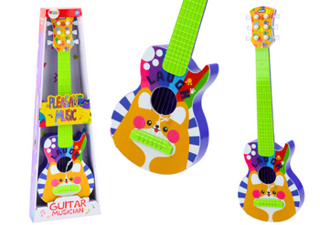 Gitara Zabawkowa Dla Dzieci Rockowa Regulacja Strun Piesek Kolorowa