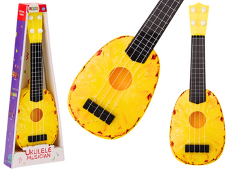 Ukulele Dla Dzieci Mini Gitara 4 Struny Motyw Ananasa Gitarka Żółta 15″