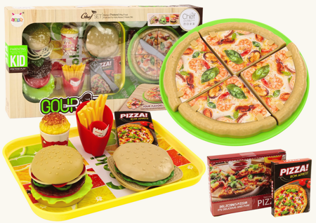 Zestaw Fast Food Pizza Burgery Frytki Akcesoria Dla Dzieci 24 ele.