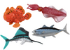 Zestaw Figurek Zwierzęta Morskie Ocean Ryby Kałamarnica 4 Sztuki